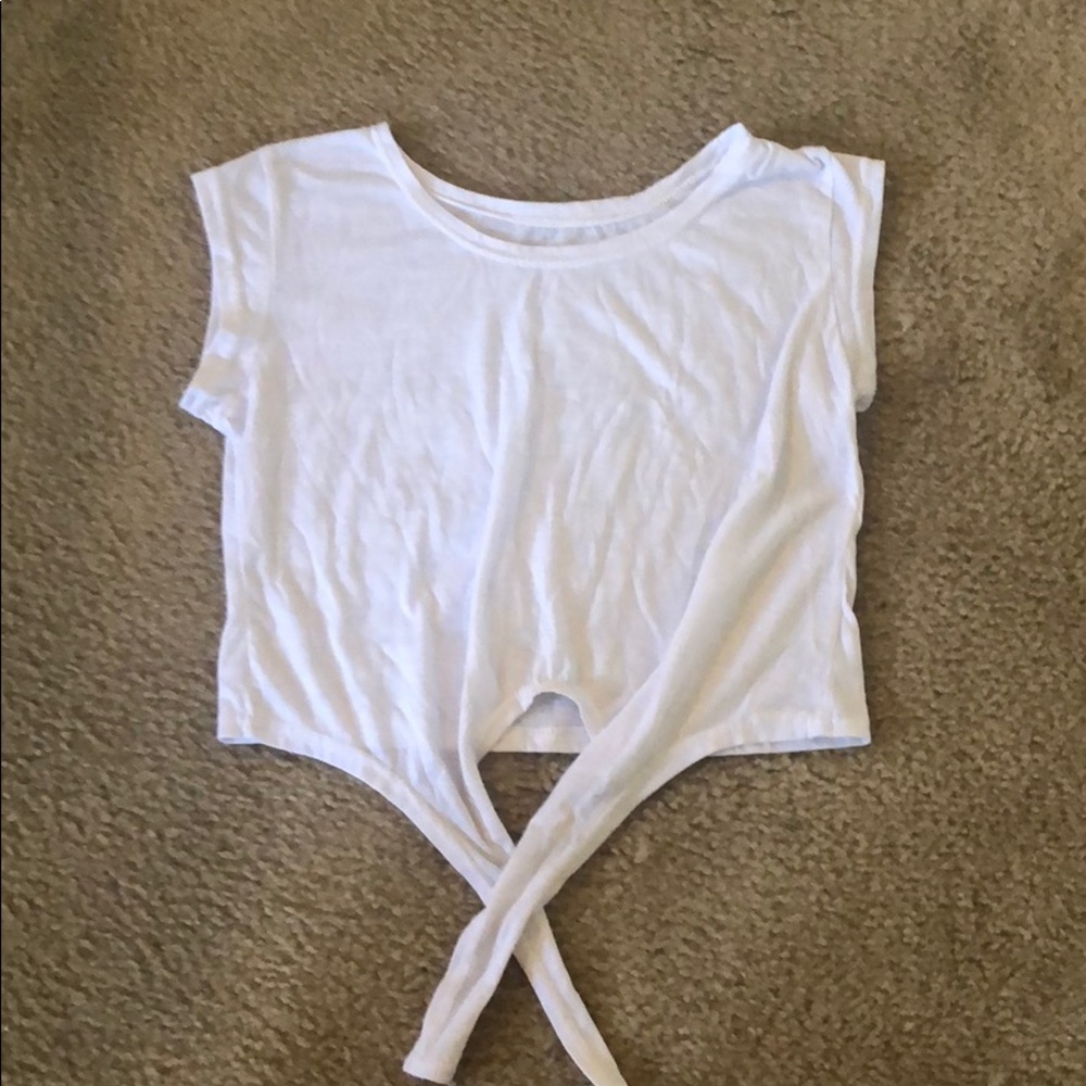 White tie front crop top